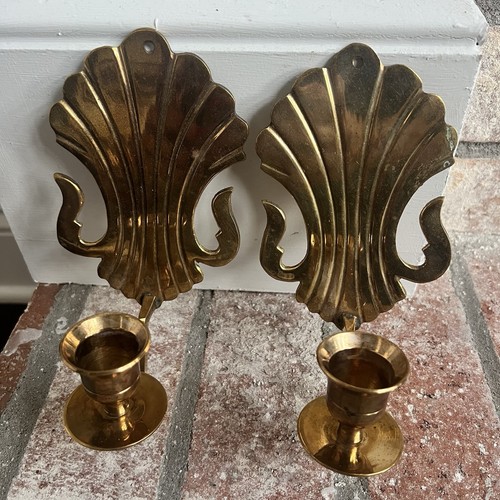 Pair solid brass vtg - pair,